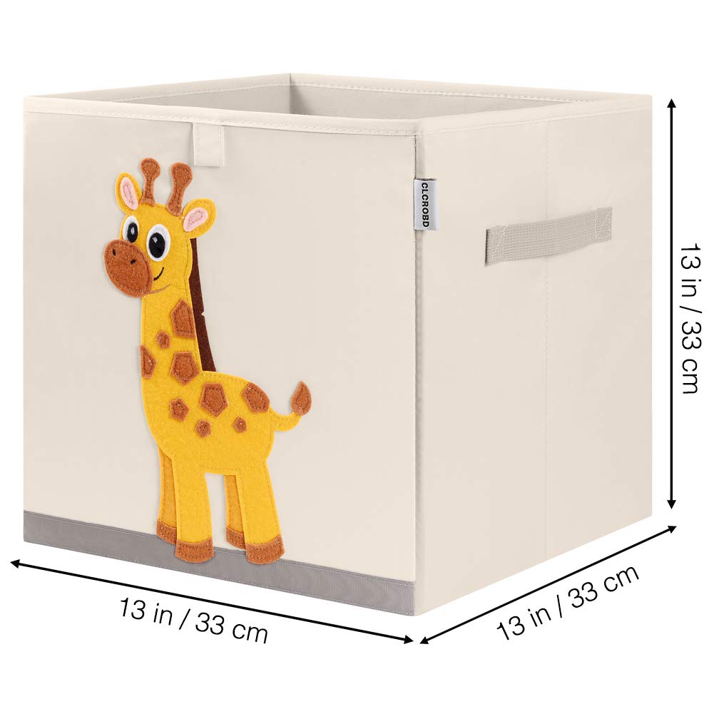 Clcrobd Foldable Animal Cube Storage Bins Fabric Toy Box/Chest/Organizer For Kids Nursery, 13 Inch (Elegant Giraffe)